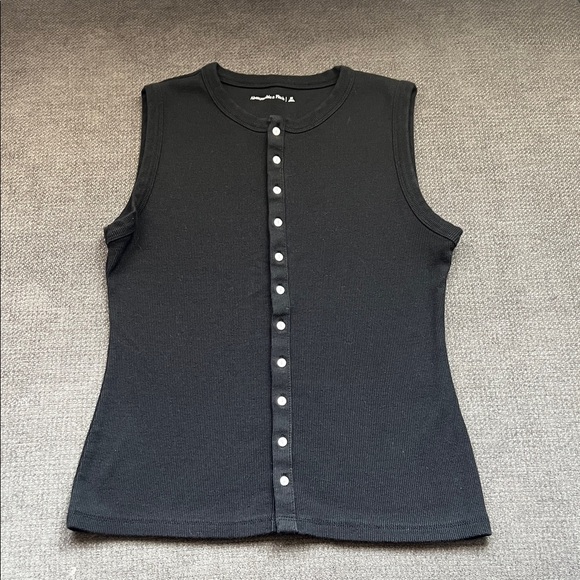 Abercrombie & Fitch Tops - Abercrombie & Fitch Black Ribbed Sleeveless Button-Front Tank